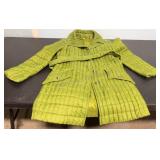 vintage lime green quilted trench coat