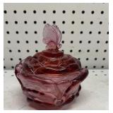 Fenton Butterfly Rose Candy Dish