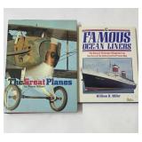 Hardcover books on planes and boats.