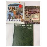 Hardcover travel books and maps.