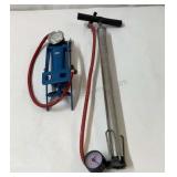 Pair of bicycle tire pumps with gauges.