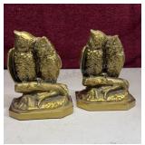 vintage PM Craftsman brass owl bookends