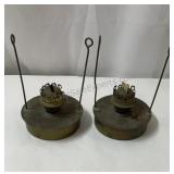 2 vintage kerosene oil lamps