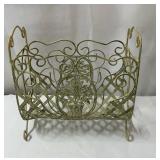 vintage green wrought iron magazine rack
