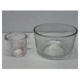 Glassbake glass measure cup and large glass