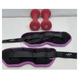 2lb rubber coated dumb bells and 2 wrist or ankle