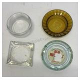 4 vintage glass ashtrays