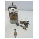chrome-plated tapered liquor pourers, vintage