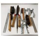Assorted tools plus 2ï¿½x 6ï¿½ hangers.