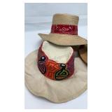 Assorted hats some made of straw and others with