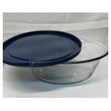 Glass container storage with plastic lid. (Food