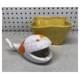 Whale Ash Tray & USA Ceramic Planter