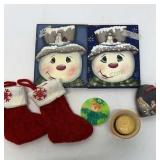 Christmas snow flake wooden wall hangers, Santa