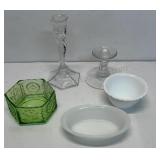 Sm white oval glassbake 475 dish. Vintage tiara