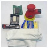 Random orbital buffer, towels, tire sealer,