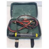 Jumper cables and maglite flashlight in a zipper