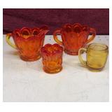 L.E. Smith Glass creamer and sugar set & Mini