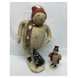 15in and 9in vintage snowman