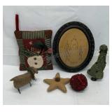 Vintage lot of Christmas decorations and snowman