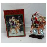 12 in Mercury glass Santa riding reindeer