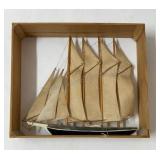 vintage wooden ship diorama.