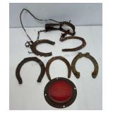 5 vintage horseshoe 1 reflector and 1 steel
