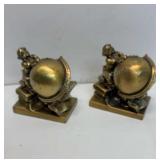 Vintage man at globe pm craftman bookends brass