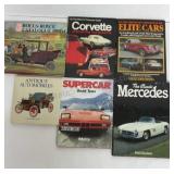 6 cars books Mercedes, elite cars, corvette,