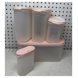 Salmon Lid Tupperware Canisters