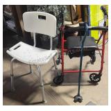 Mobility Walker, Cane & Shower Stool