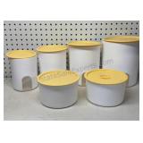 Yellow Lid Tupperware Canister Set