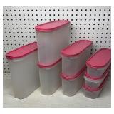 Salmon Color Lid Tupperware Canisters