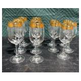 Etched gold rimmed Wine glasses