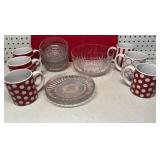 Coffee Mugs, Pressed Glass Bowls & Snack Plates