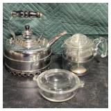 Tea kettle, & Pyrex