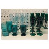 Vintage Acrylic Aqua & Green Champagne Flutes,
