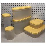 Yellow Lid Tupperware Canisters