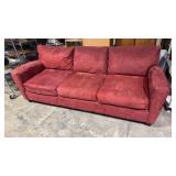 Upholstered Red Sofa 93 inches wide 38 inches
