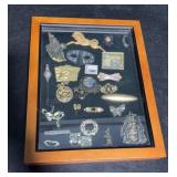 Collection of Brooches & Pin W/ Display Case