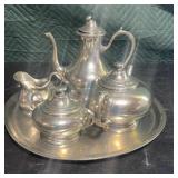 Pewter Tea Set & Tray