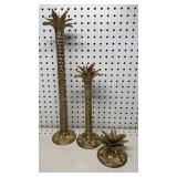 Heavy Brass Palm Tree Candle Holder 18.5 inches