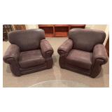 Pair of Matching Brown Leather Chairs