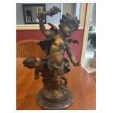 Bronze cherub statue With torch Auguste Moreau