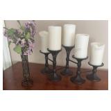 Candle holder & Faux Flowers