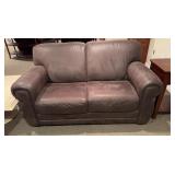 Brown Leather love seat 67x37 inches deep