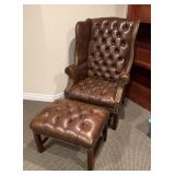 Leather Wingback Chair & Ottoman