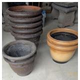 9 large Plastic Garden Pots