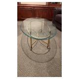 Glass Top Oval Coffee Table 28x50x15.5 inches
