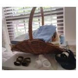 Basket of Table/Assorted Linens & Napkin Rings