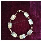 Sterling Silver and Mother of Pearl Bracelet 7"